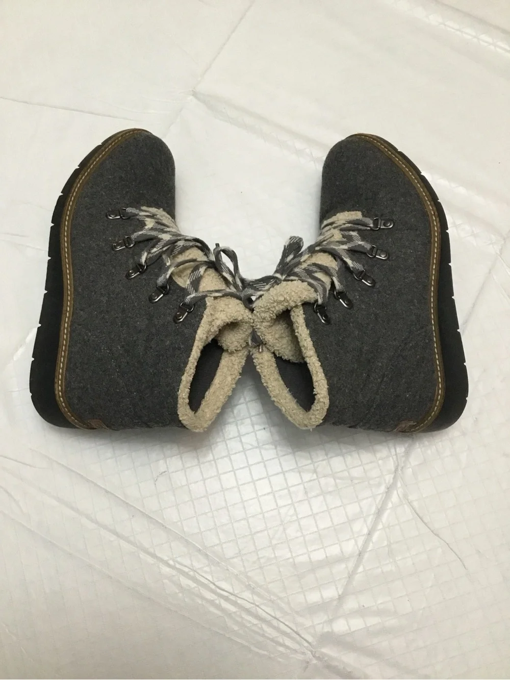 Women’s‎ Gray Wool Winter Boots with Sherpa Collar